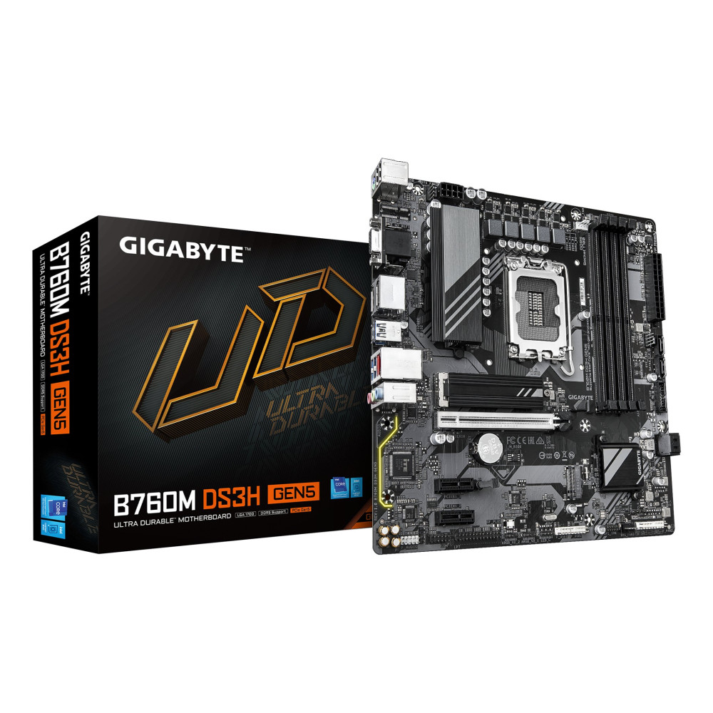 GIGABYTE B760M DS3H GEN5 Scheda Madre – Supporta CPU Intel Core 14ª generazione, VRM digitale a 6+2+1 fasi, fino a 5600 MHz DDR5