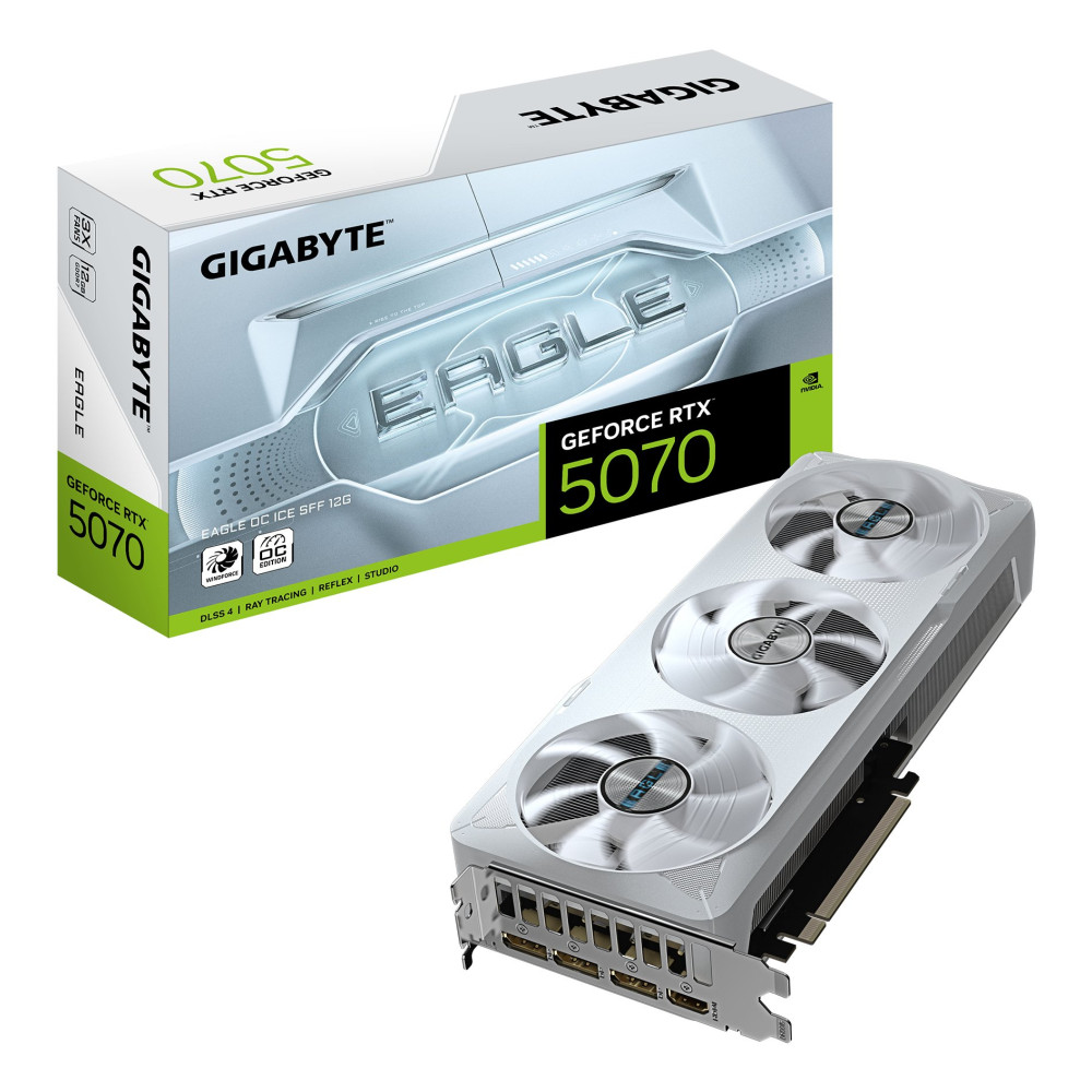 GIGABYTE GeForce RTX 5070 EAGLE OC ICE SFF 12G Scheda Grafica - 12GB GDDR7, 192 bit, PCI-E 5.0, 2587 MHz Core Clock, 3 x DP 2.1a