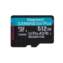 Kingston Technology Scheda microSDXC Canvas Go Plus Gen4 200MB/s A2 U3 V30 da 512 GB + adattatore