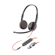 HP Poly Cuffie stereo Poly Blackwire 3225 con connettore USB-C + spina da 3,5 mm + adattatore USB-C/A