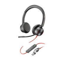 HP Poly Cuffie stereo Poly Blackwire 8225 con connettore USB-C + adattatore USB-C/A