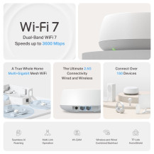 TP-Link DECO BE25(3-PACK) sistema Wi-Fi Mesh Dual-band (2.4 GHz/5 GHz) Wi-Fi 7 (802.11be) Bianco 2 Interno