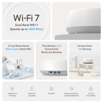 TP-Link DECO BE25(3-PACK) sistema Wi-Fi Mesh Dual-band (2.4 GHz/5 GHz) Wi-Fi 7 (802.11be) Bianco 2 Interno
