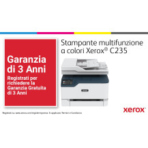 Xerox C235 A4 22 ppm Copia/Stampa/Scansione/Fax wireless con stampa fronte/retro PS3 PCL5e/6 ADF 2 vassoi Totale 251 fogli