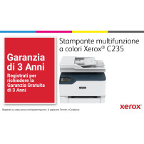 Xerox C235 A4 22 ppm Copia/Stampa/Scansione/Fax wireless con stampa fronte/retro PS3 PCL5e/6 ADF 2 vassoi Totale 251 fogli