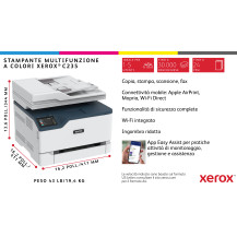 Xerox C235 A4 22 ppm Copia/Stampa/Scansione/Fax wireless con stampa fronte/retro PS3 PCL5e/6 ADF 2 vassoi Totale 251 fogli