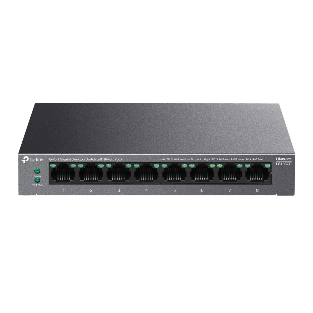TP-Link LiteWave LS108GP switch di rete Non gestito Gigabit Ethernet (10/100/1000) Supporto Power over Ethernet (PoE) Nero