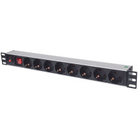Intellinet 713986 unità di distribuzione dell'energia (PDU) 8 presa(e) AC 1U Alluminio, Nero
