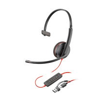 HP Poly Cuffie Poly Blackwire 3225 stereo USB-C + spinotto da 3,5 mm + adattatore USB-C/A (sfuse)