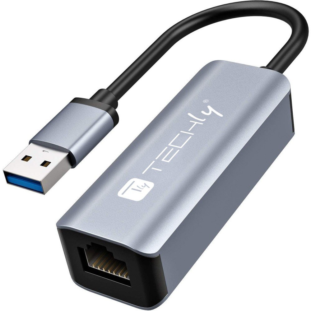 Techly IDATA USB-ETGIGA-AA replicatore di porte e docking station per laptop Cablato USB 3.2 Gen 1 (3.1 Gen 1) Type-A Nero, Arge