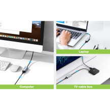 Techly IDATA USB-ETGIGA-AA replicatore di porte e docking station per laptop Cablato USB 3.2 Gen 1 (3.1 Gen 1) Type-A Nero, Arge