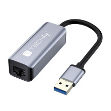 Techly IDATA USB-ETGIGA-AA replicatore di porte e docking station per laptop Cablato USB 3.2 Gen 1 (3.1 Gen 1) Type-A Nero, Arge