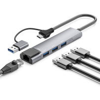 HUB USB 3.0 ADATTATORE TYPE-C NEURA 3*USB 3.0 + RJ45 USB A+C 2IN1 ADJ
