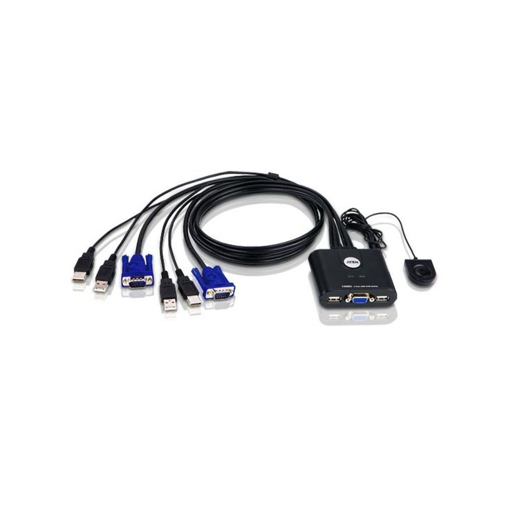 ATEN Switch KVM USB VGA cablato 2-porte con selettore porta remota
