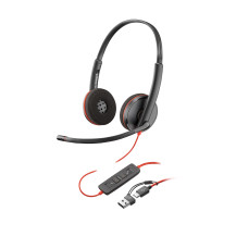 HP Poly Cuffie monoaurali Poly Blackwire 3215 con connettore USB-C + spina da 3,5 mm + adattatore USB-C/A
