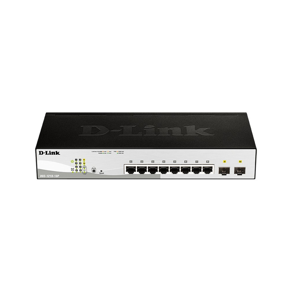 D-Link DGS-1210-10P Gestito L2 Gigabit Ethernet (10/100/1000) Supporto Power over Ethernet (PoE) 1U Nero