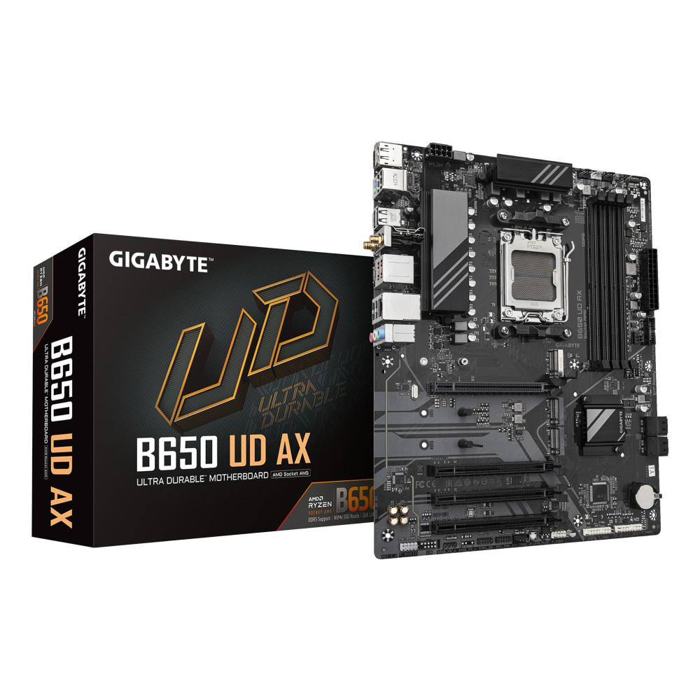 GIGABYTE B650 UD AX Scheda Madre - Supporta CPU AMD Ryzen Serie 9000, VRM a 6+2+2 fasi, fino a 7600MHz DDR5 (OC), 1x PCIe 5.0 + 
