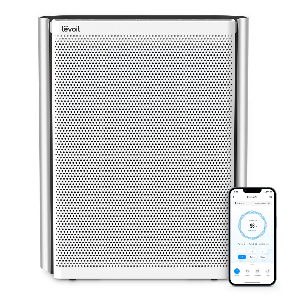 Levoit PURIFICATORE D'ARIA INTELLIGENTE EverestAir per Ambienti Grandi, Monitoraggio della Qualità dell’Aria a 3 Canali, Prefilt