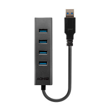 Lindy 43324 hub di interfaccia USB 3.2 Gen 1 (3.1 Gen 1) Type-A 5000 Mbit/s Nero