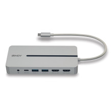 Lindy 43360 replicatore di porte e docking station per laptop Cablato USB 3.2 Gen 1 (3.1 Gen 1) Type-C Argento, Bianco