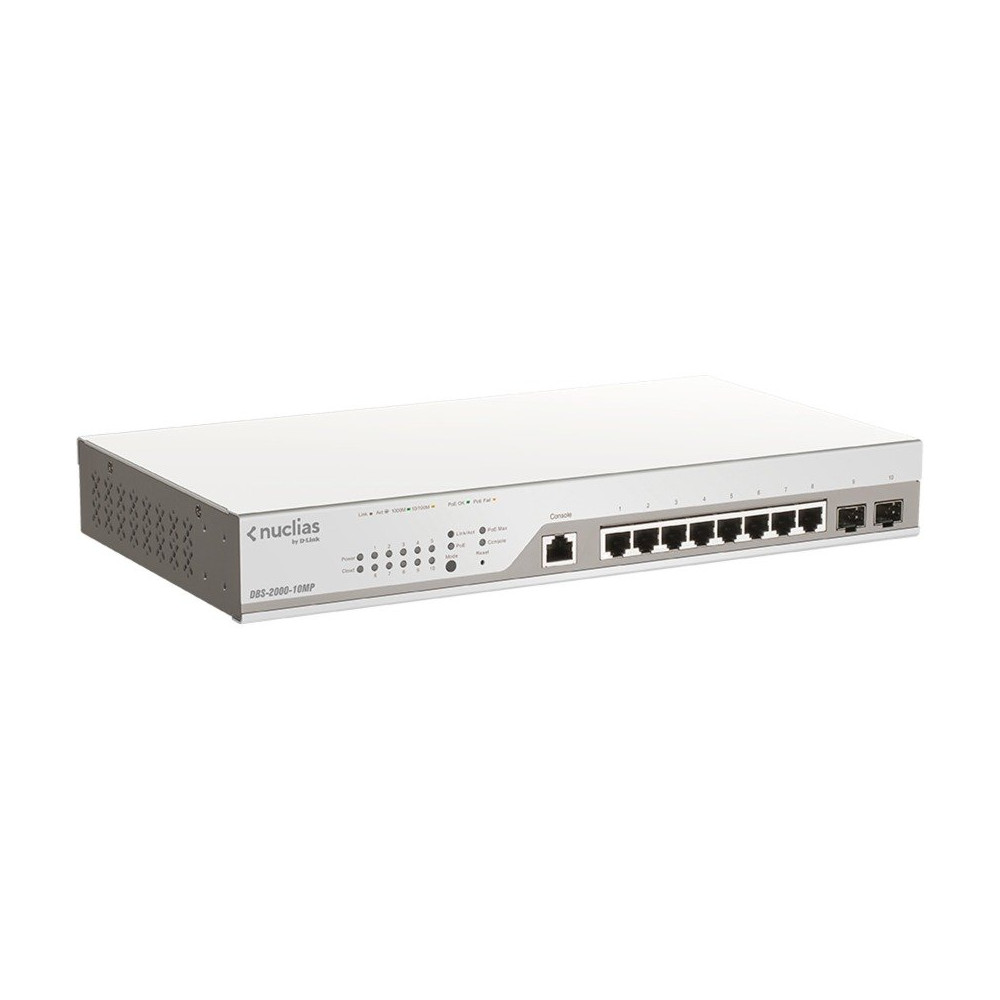 D-Link DBS-2000-10MP switch di rete Gestito L2 Gigabit Ethernet (10/100/1000) Supporto Power over Ethernet (PoE) Grigio, Interru