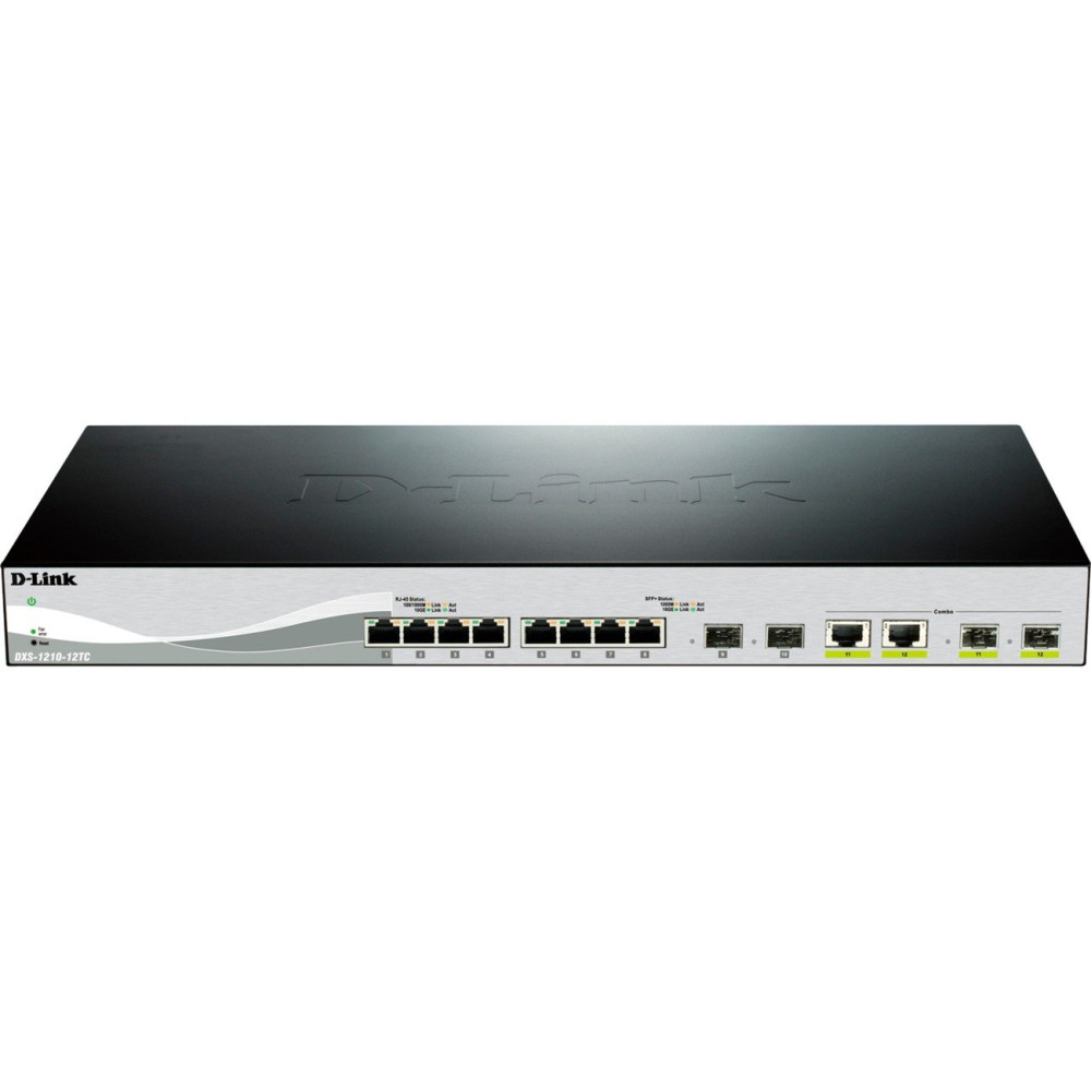 D-Link DXS-1210-12TC/E switch di rete Gestito L2 10G Ethernet (100/1000/10000) 1U Nero, Argento, Interruttore