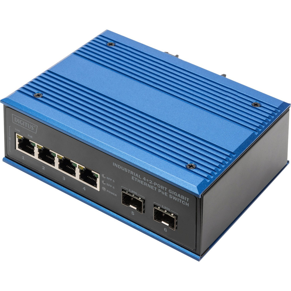 Digitus Gigabit Ethernet PoE industriale 4+2 porte, Interruttore