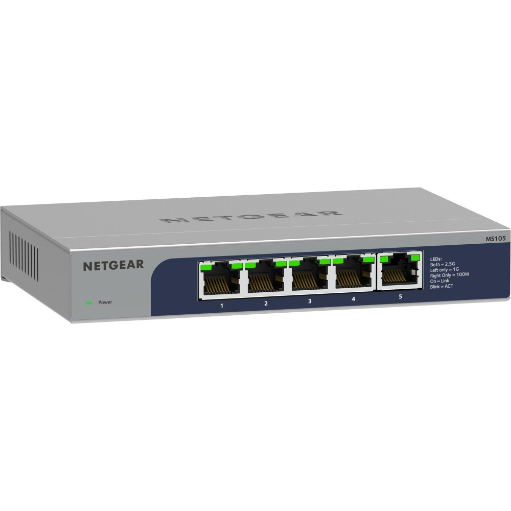 Netgear MS105-100EUS switch di rete Non gestito 2.5G Ethernet (100/1000/2500) Supporto Power over Ethernet (PoE) 1U, Interruttor