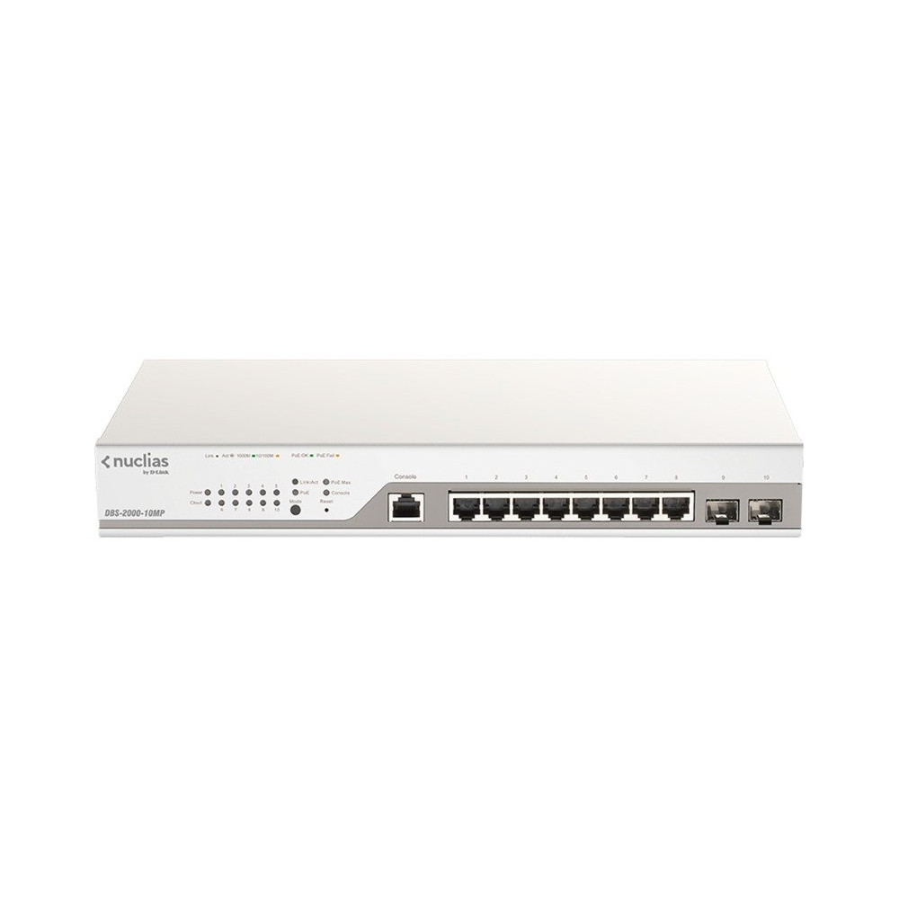 D-Link DBS-2000-10MP/E switch di rete Gestito L2 Gigabit Ethernet (10/100/1000) Supporto Power over Ethernet (PoE) Grigio, Inter