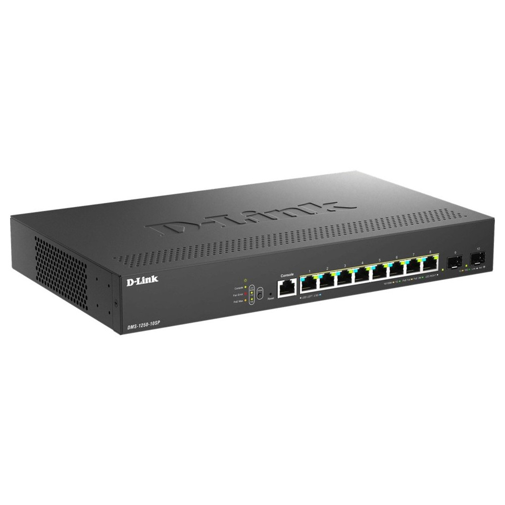 D-Link DMS-1250-10SP/E switch di rete Gestito 2.5G Ethernet (100/1000/2500) Supporto Power over Ethernet (PoE) Nero, Interruttor