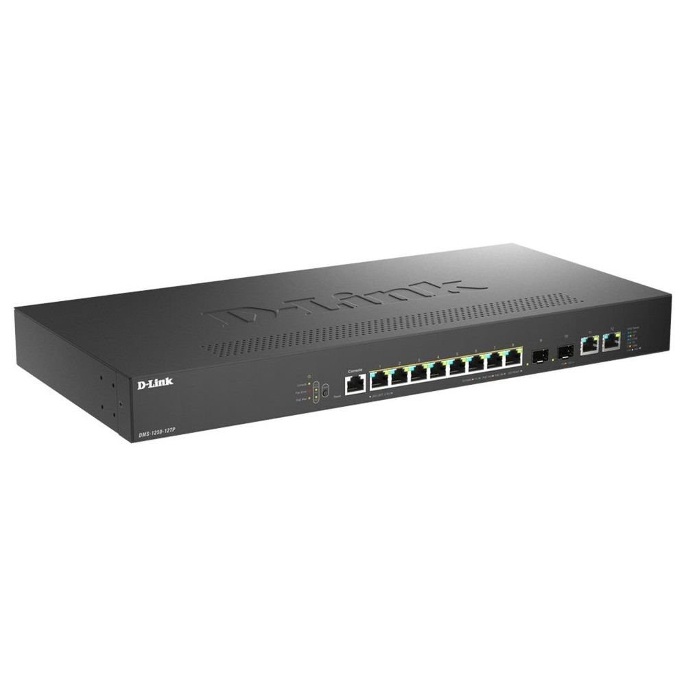 D-Link DMS-1250-12TP/E switch di rete Gestito 2.5G Ethernet (100/1000/2500) Supporto Power over Ethernet (PoE) Nero, Interruttor