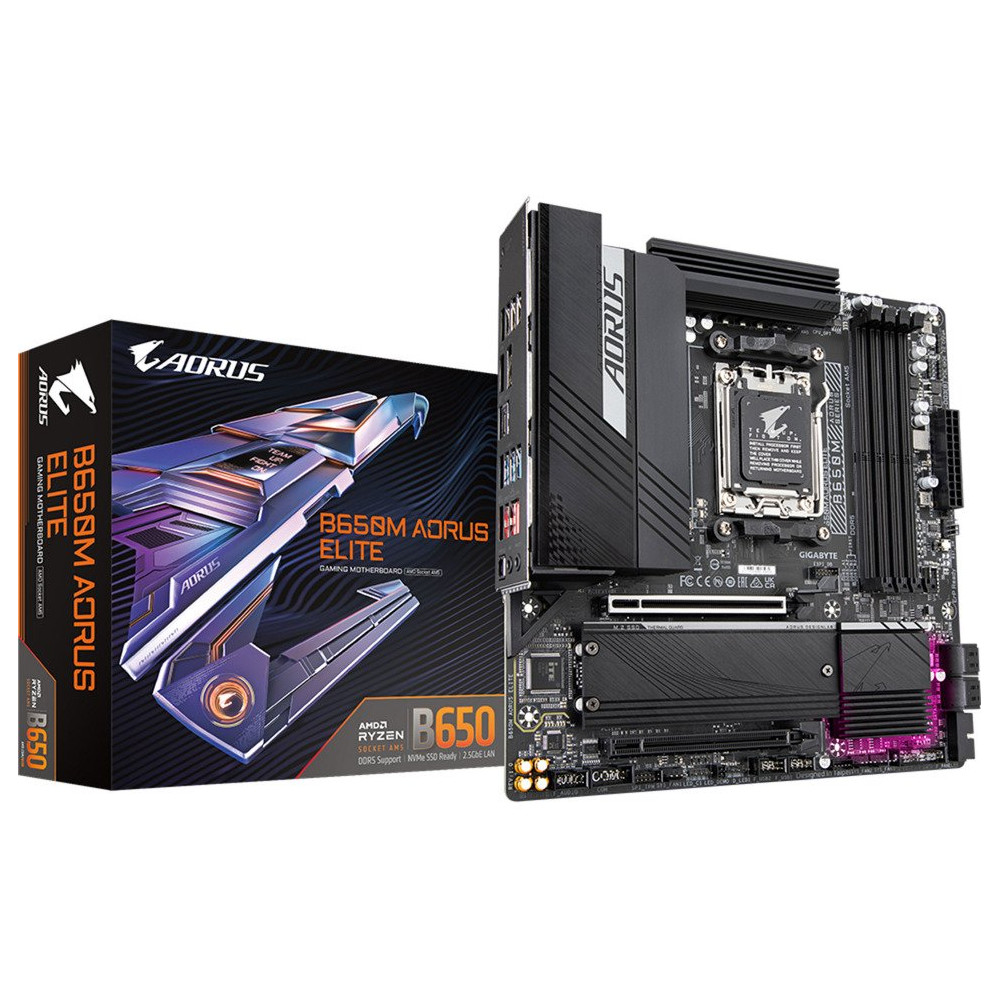 GIGABYTE B650M AORUS ELITE Scheda madre - Supporta CPU AMD Ryzen 9000, VRM a 12+2+2 fasi, fino a 8000 MHz DDR5, 1xPCIe 5.0 + 1xP