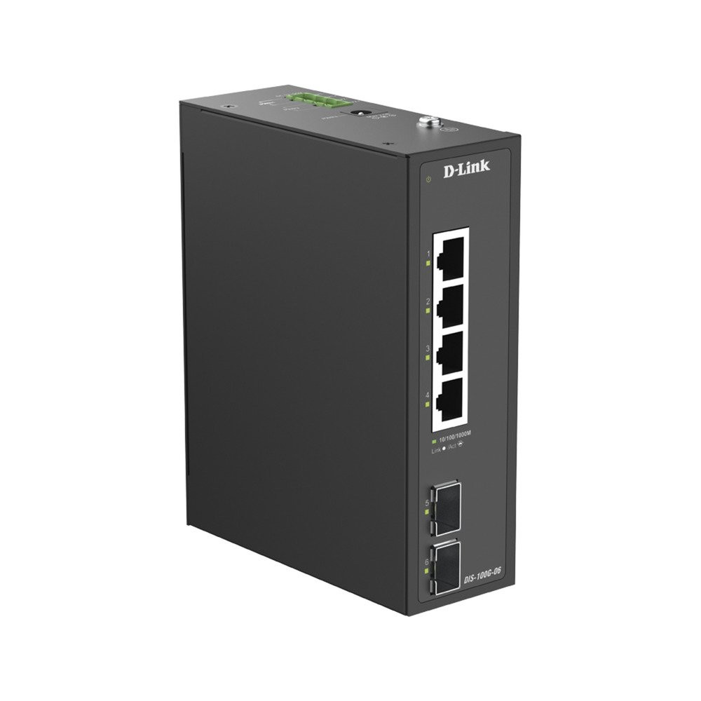 D-Link DIS-100G-06 switch di rete Non gestito L2 Gigabit Ethernet (10/100/1000) DIN rail Nero, Interruttore