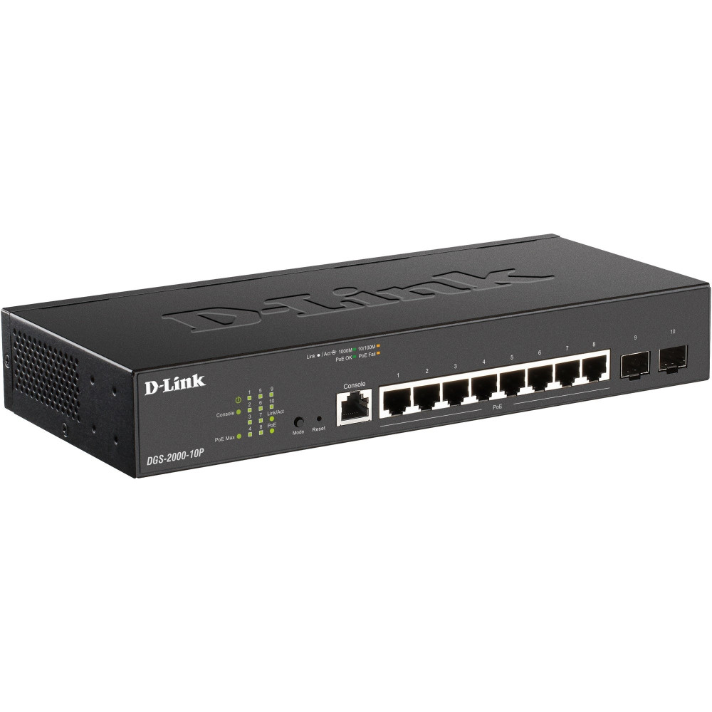 D-Link DGS-2000-10P switch di rete Gestito L2/L3 Gigabit Ethernet (10/100/1000) Supporto Power over Ethernet (PoE) 1U Nero, Inte