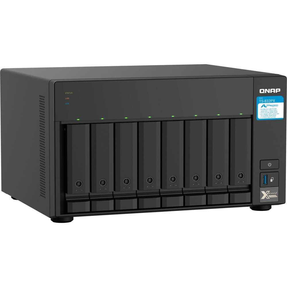QNAP TS-832PX NAS Tower Annapurna Labs AL324 4 GB DDR4 0 TB QNAP Turbo System Alluminio, Nero
