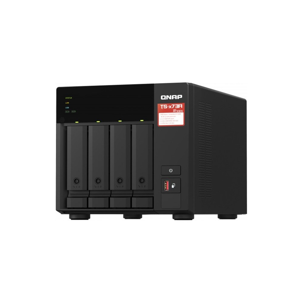 QNAP TS-473A NAS Tower Ryzen Embedded V1500B 8 GB DDR4 0 TB QNAP Turbo System Nero