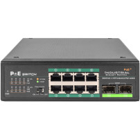 Digitus Switch Gigabit PoE+ di livello industriale a 8 porte con 2 porte uplink SFP, Interruttore