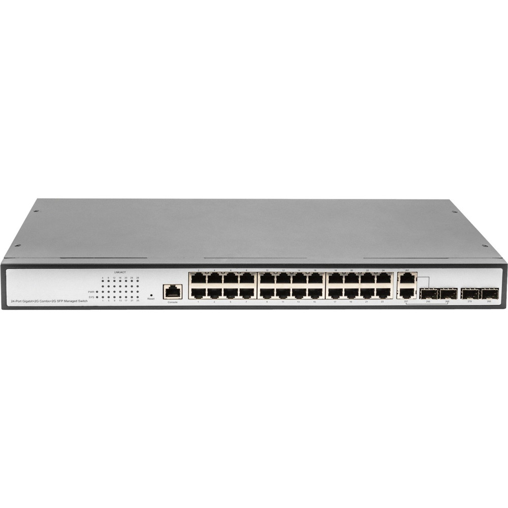 Digitus Switch livello 2 Gigabit Ethernet, 24 porte, 2 porte RJ45/SFP-combo + 2 porte uplink SFP, Interruttore