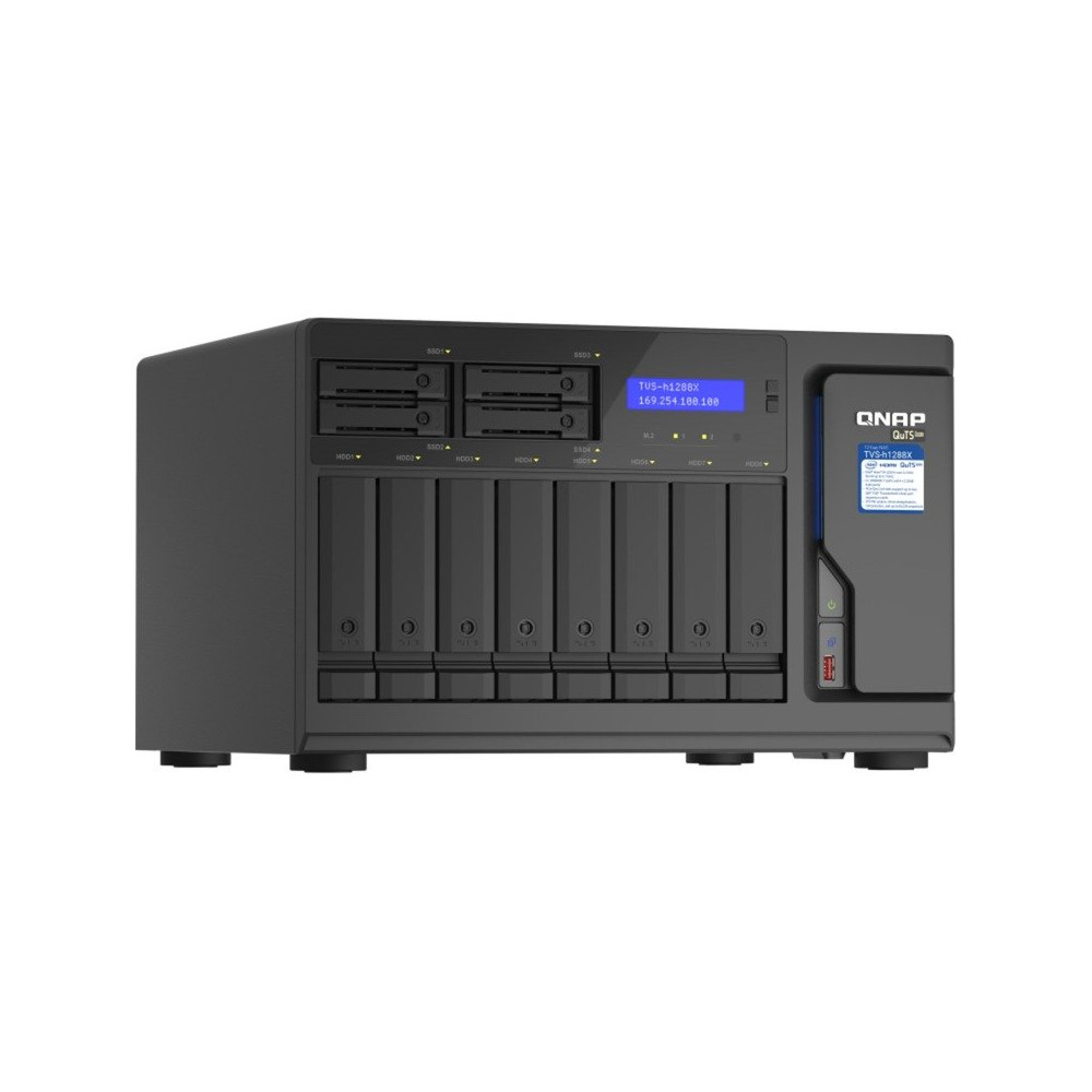 QNAP TVS-h1288X NAS Tower Intel® Xeon® W-1250 16 GB DDR4 0 TB QuTS hero Nero