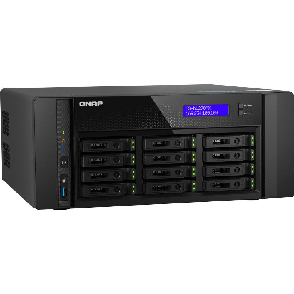 QNAP TS-h1290FX NAS Tower EPYC 7232P 64 GB DDR4 0 TB QuTS hero Nero