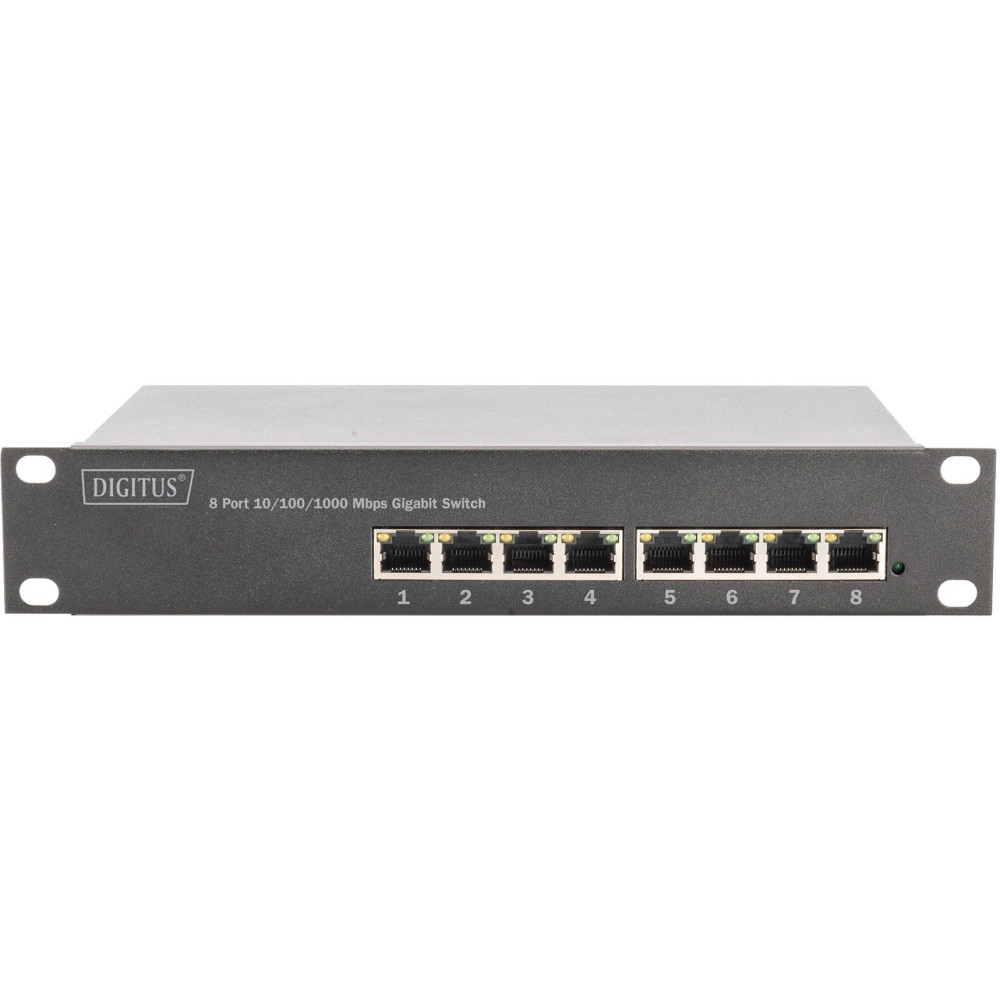 Digitus Switch Gigabit Ethernet PoE+ da 8 porte a 10 pollici, gestito L2+, Interruttore