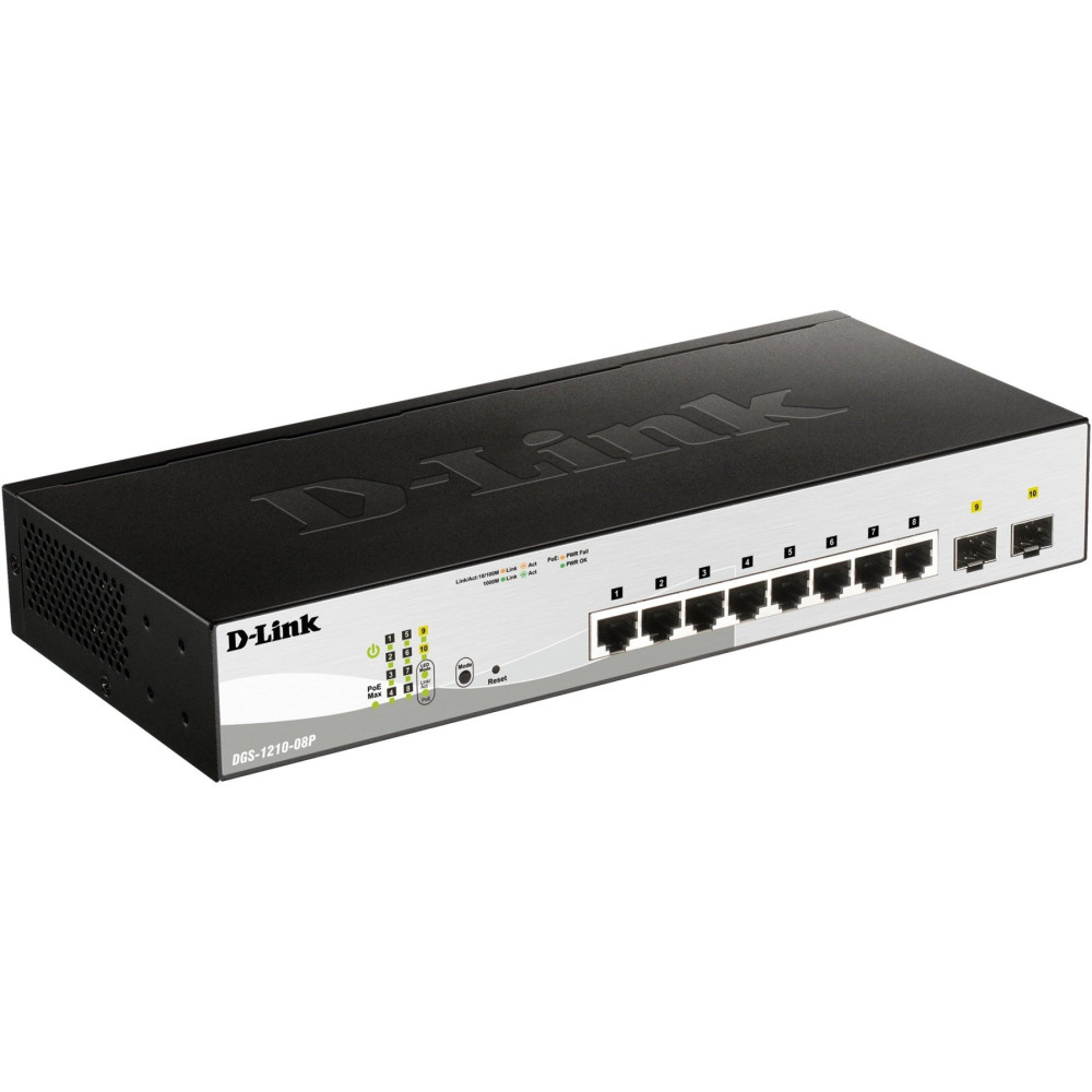 D-Link DGS-1210-08P Gestito L2 Gigabit Ethernet (10/100/1000) Supporto Power over Ethernet (PoE) Nero, Interruttore