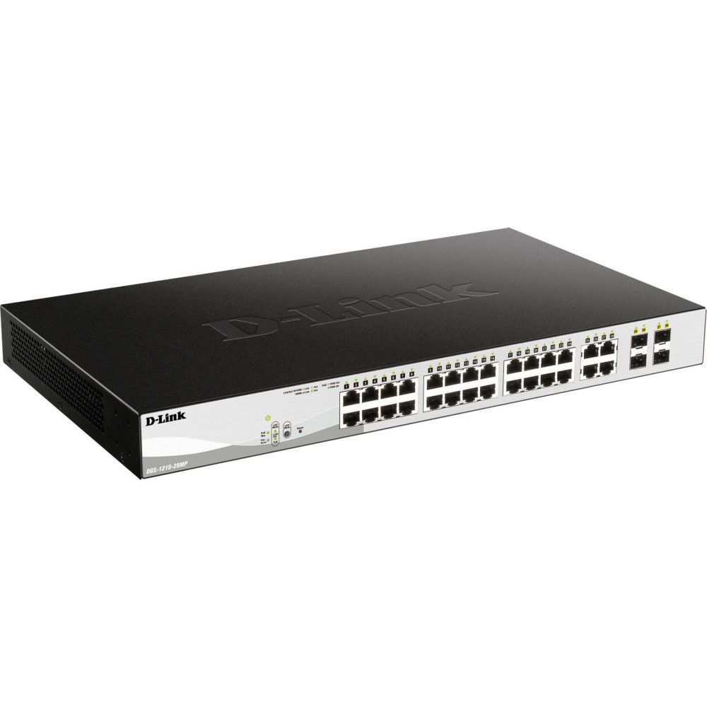D-Link DGS-1210-28MP/E switch di rete Gestito L2 Gigabit Ethernet (10/100/1000) Supporto Power over Ethernet (PoE) 1U Nero, Grig