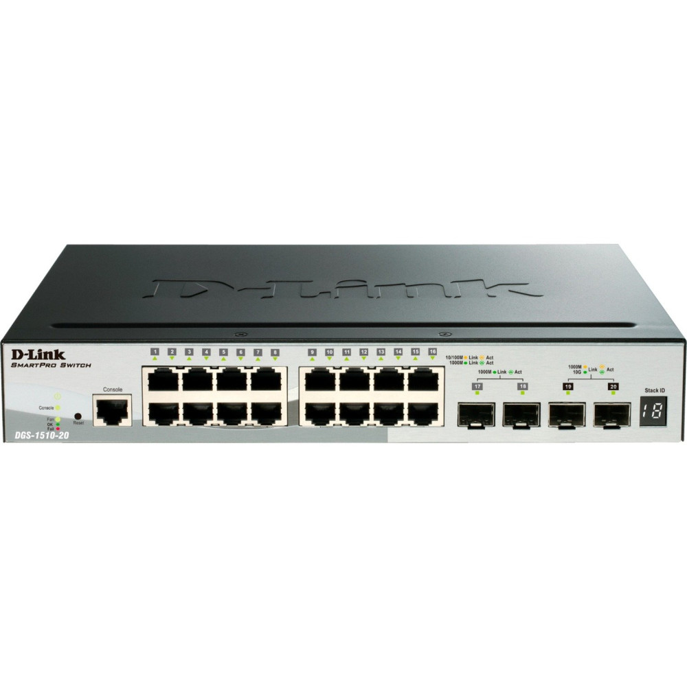 D-Link DGS-1510-20/E switch di rete Gestito L2/L3 Gigabit Ethernet (10/100/1000) 1U Grigio, Interruttore