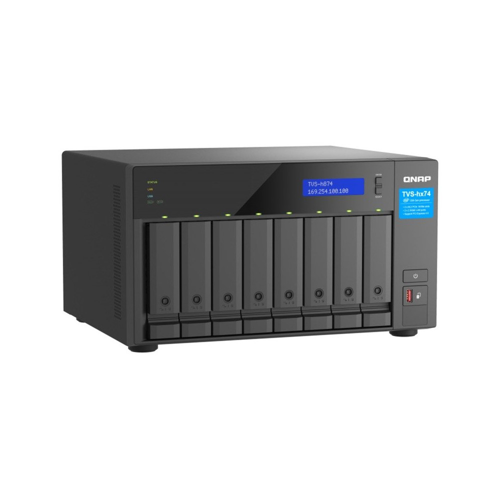 QNAP TVS-h874 NAS Tower Intel® Core™ i5 i5-12400 32 GB DDR4 0 TB QuTS hero Nero