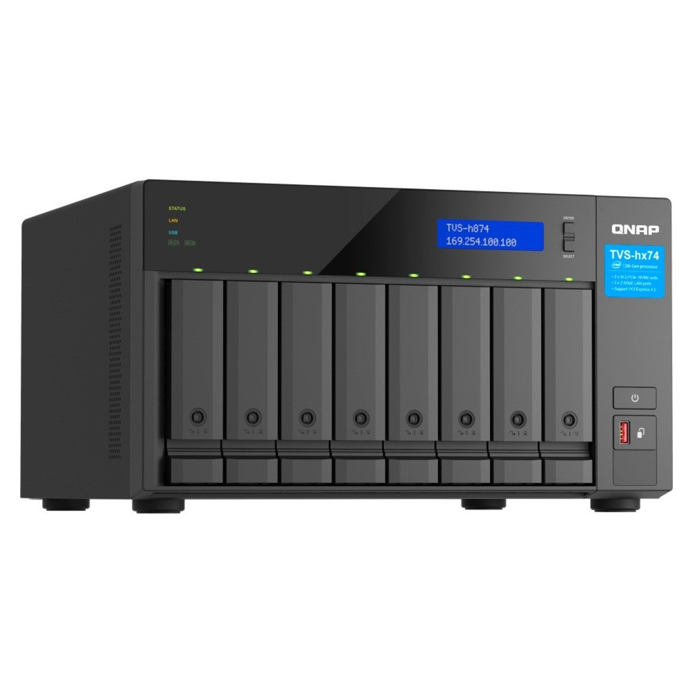 QNAP TVS-h874 NAS Tower Intel® Core™ i7 32 GB DDR4 0 TB QuTS hero Nero