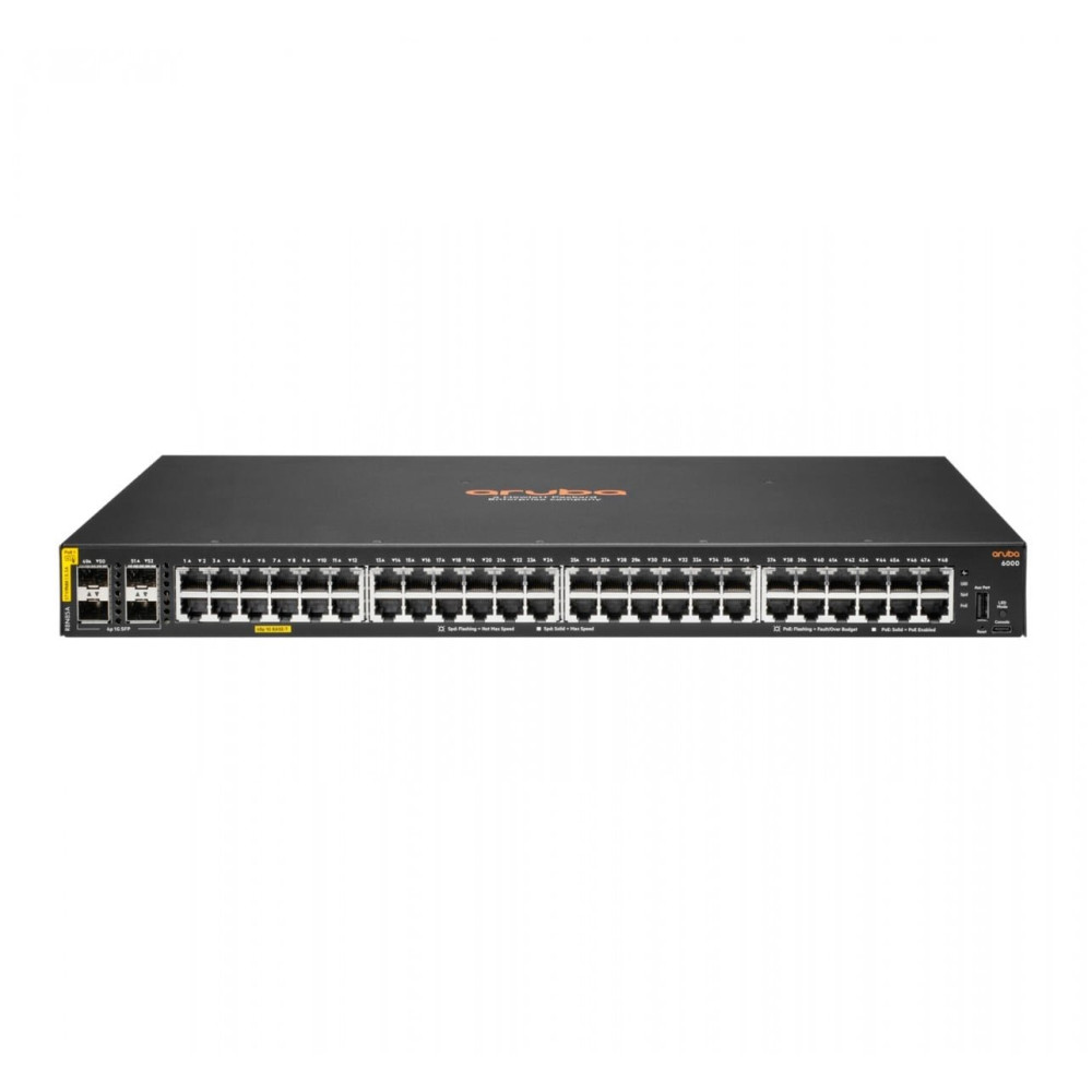 SWITCH R8N85A ARUBA CX 6000 48 X 10/100/1000G CLASS4 (POE 370W) + 4 X 1GB SFP GARANZIA A VITA LIMITATA R8N85A HPE