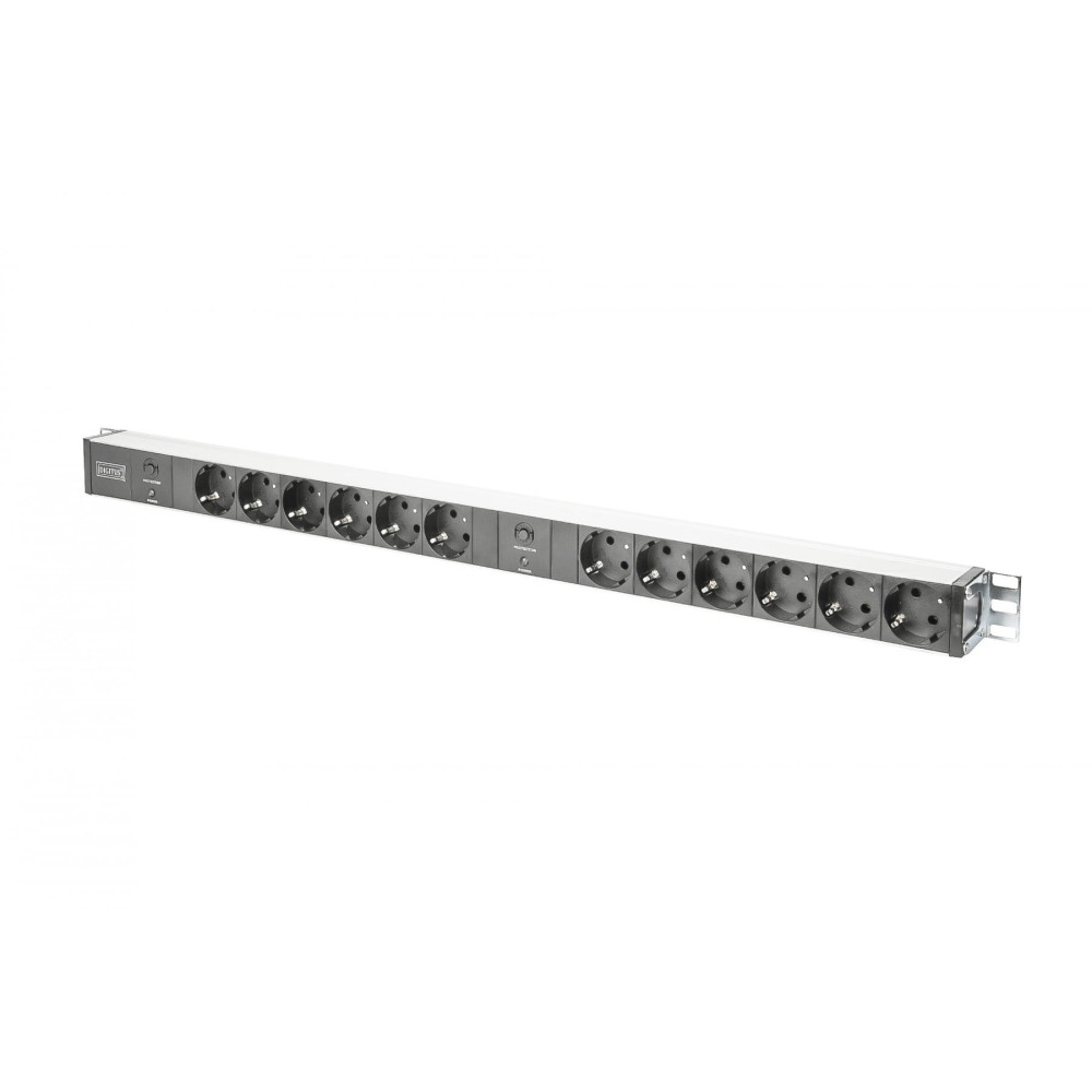 MULTIPRESA IN ALLUMINIO CON 12 PRESE SU 2 CIRCUITI PER ARMADI RACK DN95405 DIGITUS