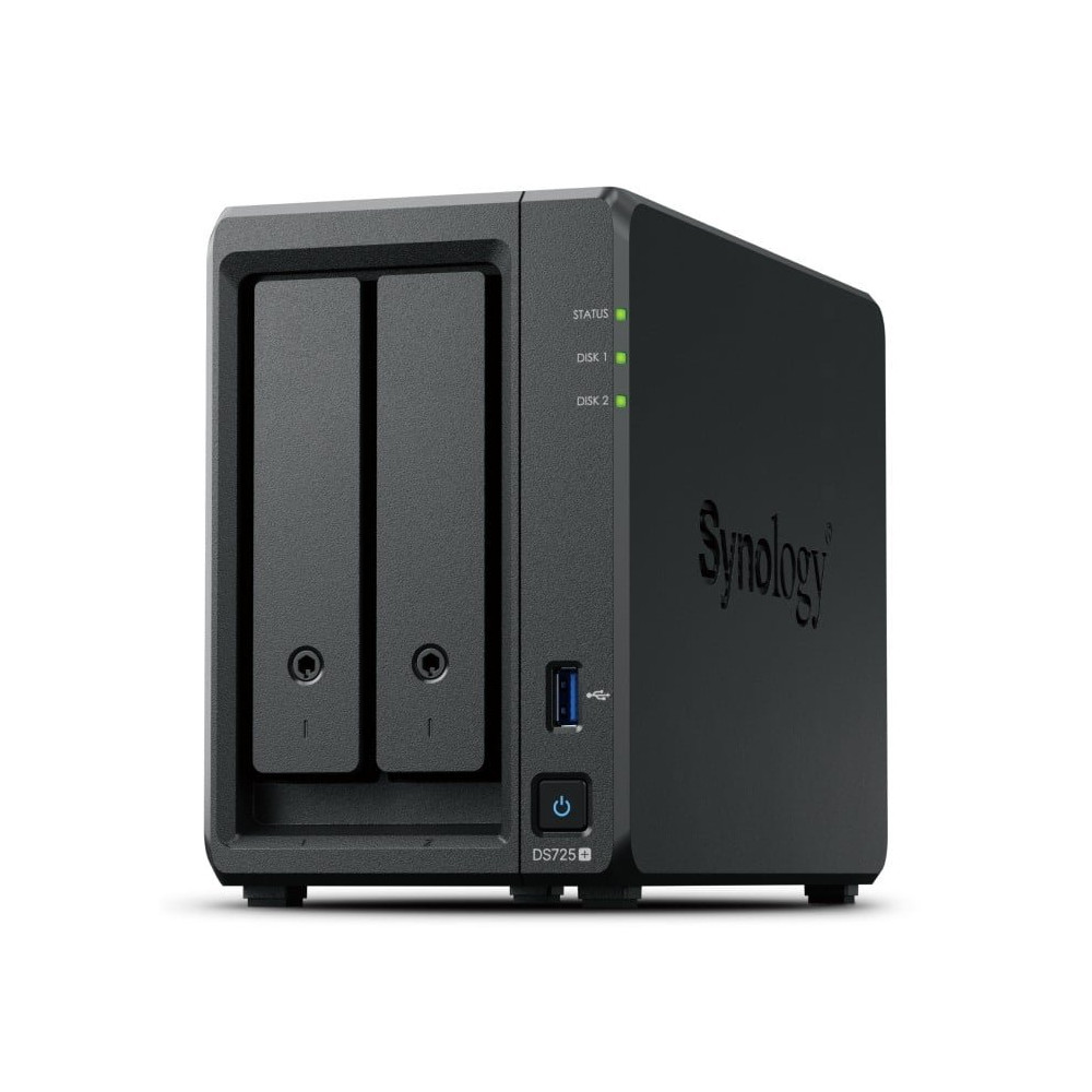 NAS TOWER SYNOLOGY DS725+ 2XHDD NOHDD 3.5''/2.5'' SATA + 2x SSD M.2 NVMe 1x1GBe 1x2.5GBe 4GB RAM CPU 2C 2.6 GHz AMD Ryzen R1600 