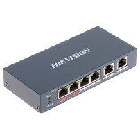 SWITCH HIKVISION L2, Unmanaged, 4 10/100M RJ45 PoE ports, 2 10/100M RJ45 uplink ports, 802.3af/at/bt, port 1 support Hi-PoE 60w 